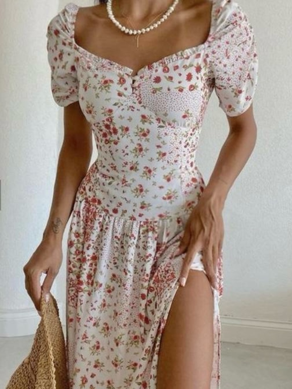 Zara patchwork floral print midi dress